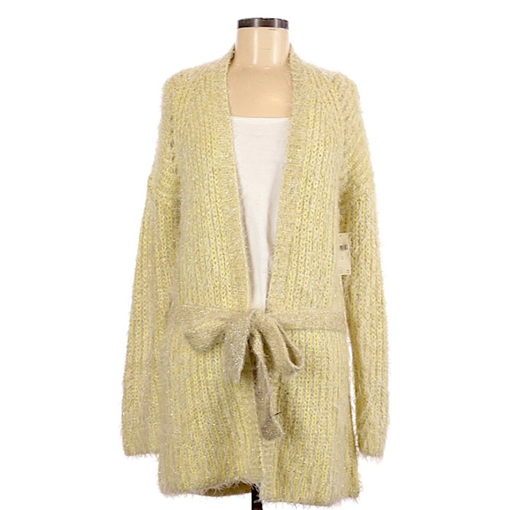 NWT Anthropologie Metallic Eyelash Wrap Sweater